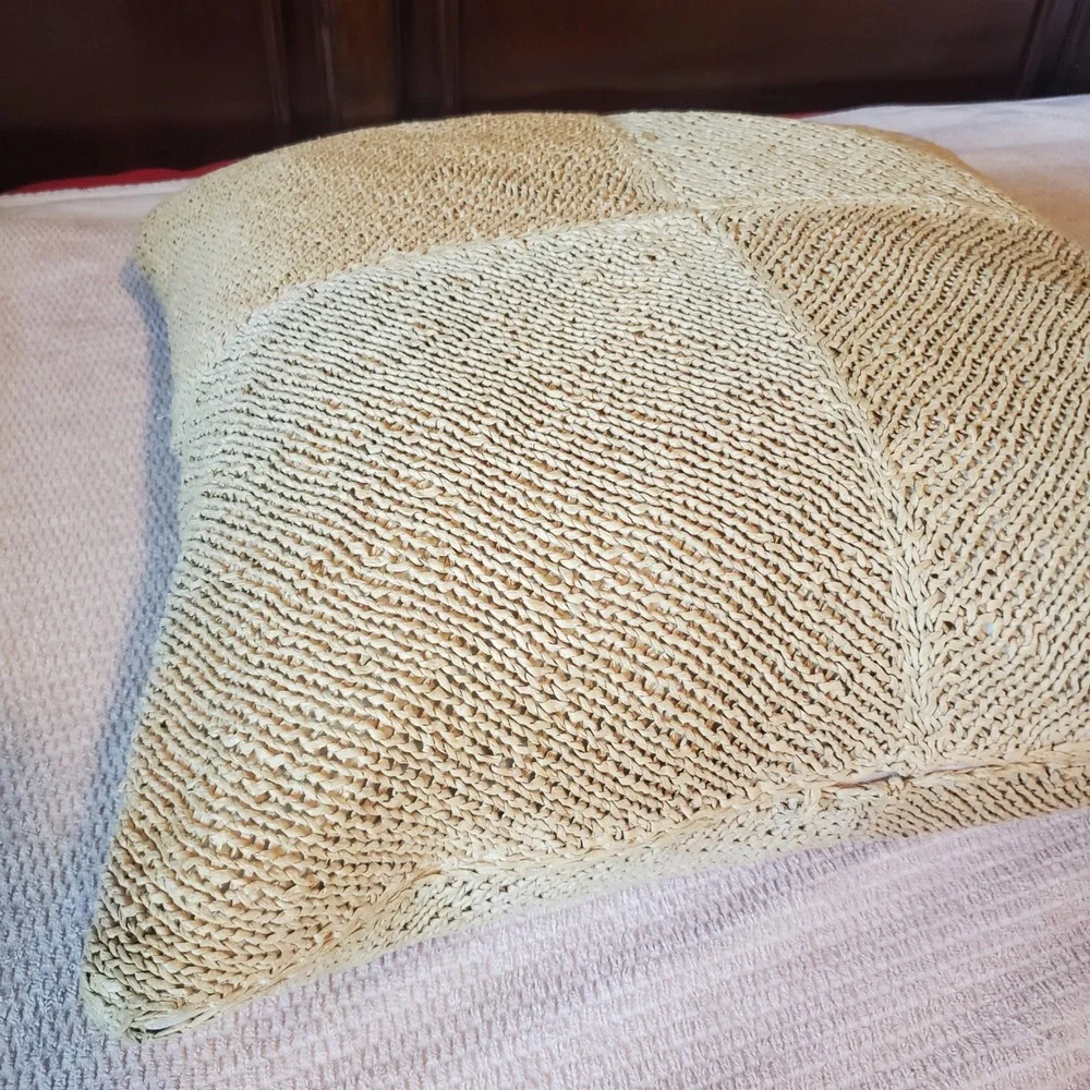 Ralph Lauren Home Collection Tan Woven Raffia Goose Feather Throw Pillow 24x24